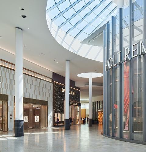 Yorkdale mall corridor with Cartier and Bvlgari luxury storefronts