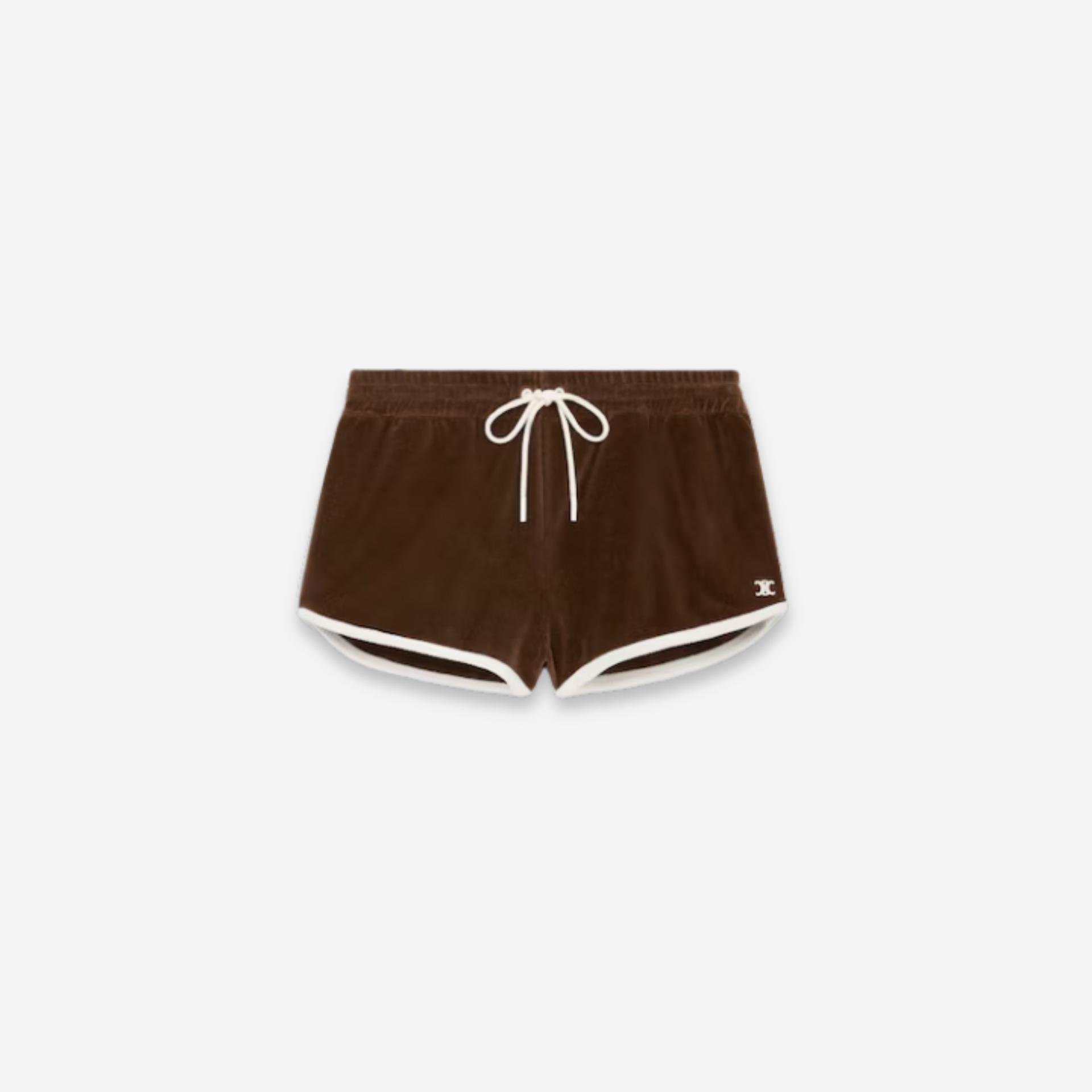 Celine Triomphe Velvet Jersey Shorts