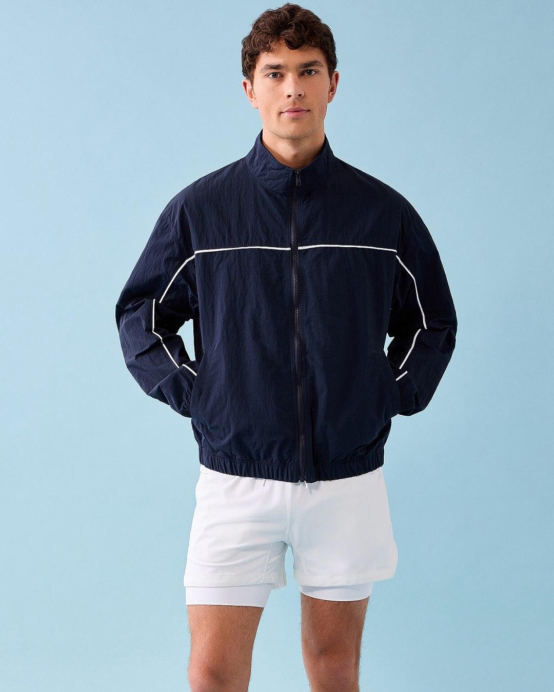 i.FIV5 Contrast Trim Windbreaker Jacket