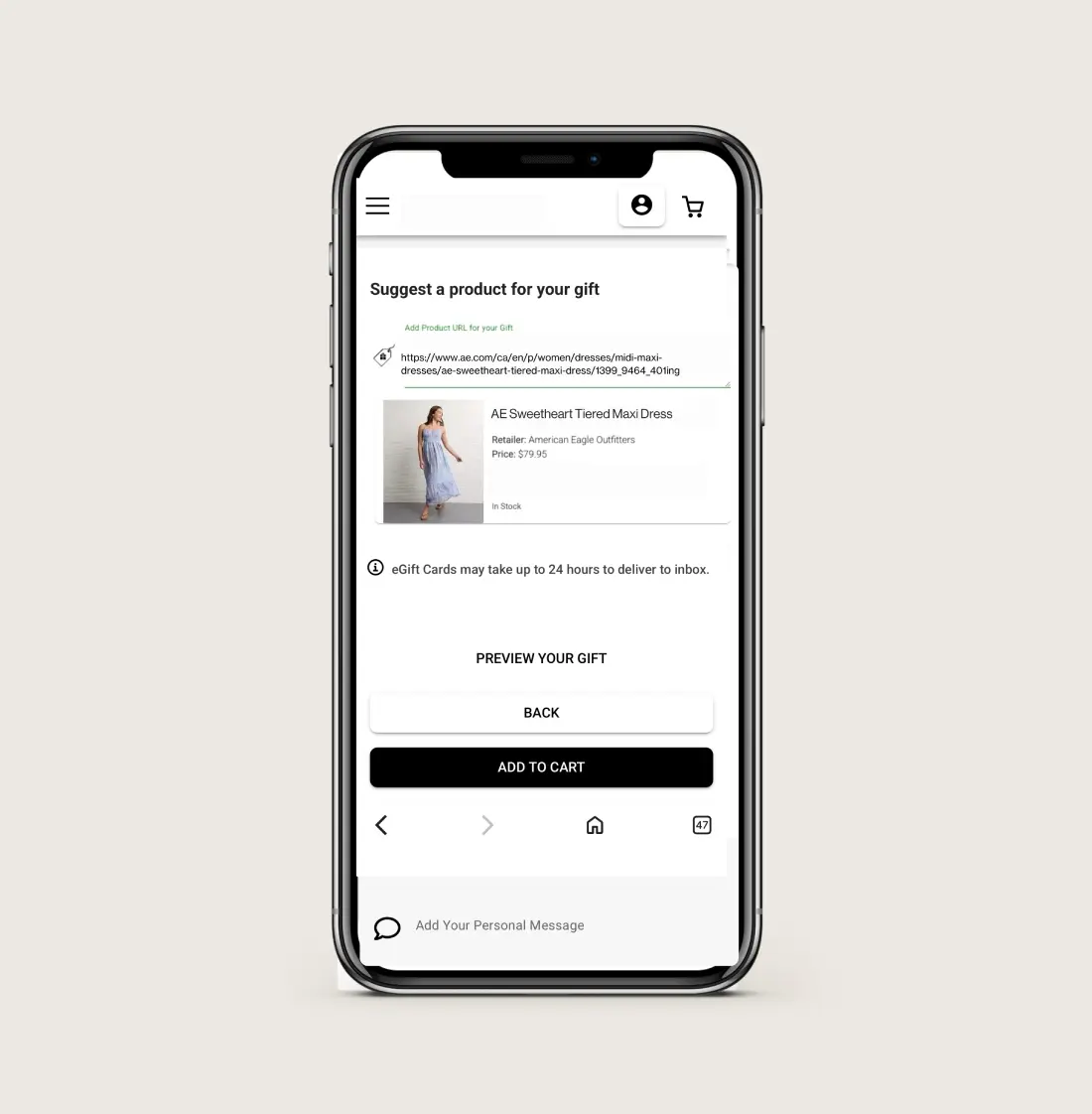 Product screen