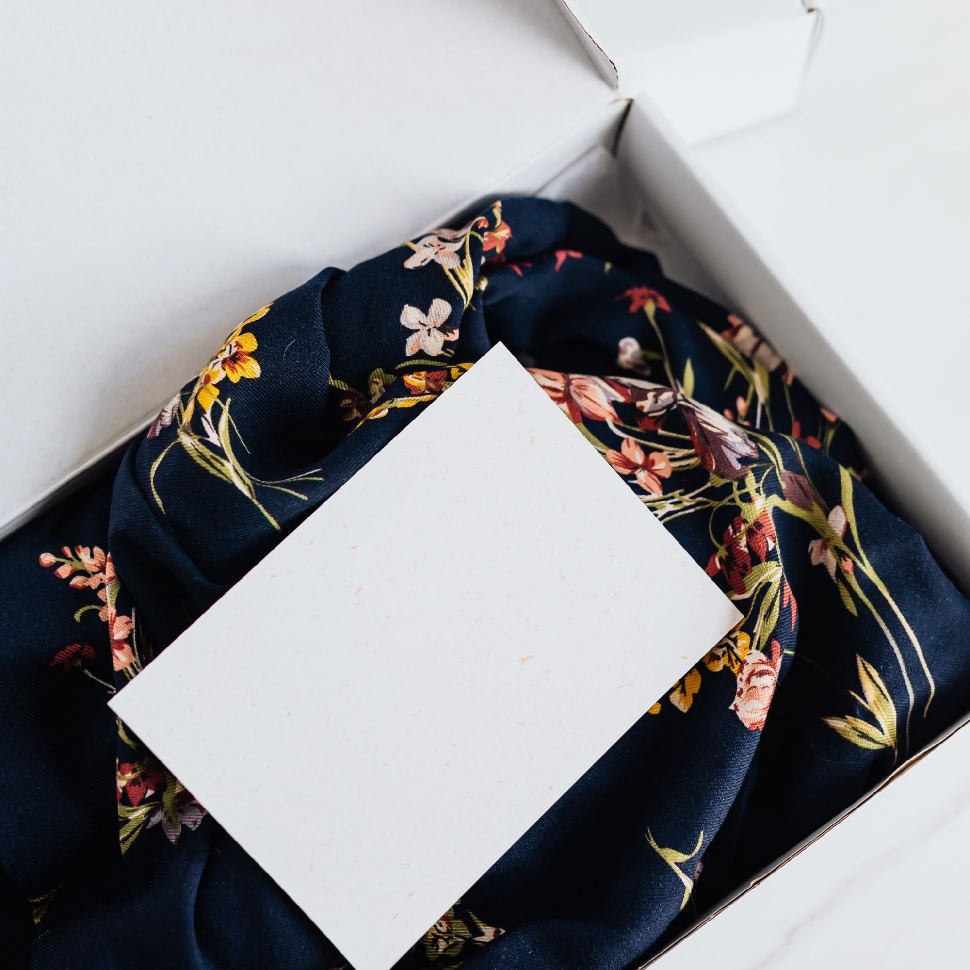 Silk floral print cloth in white gift box