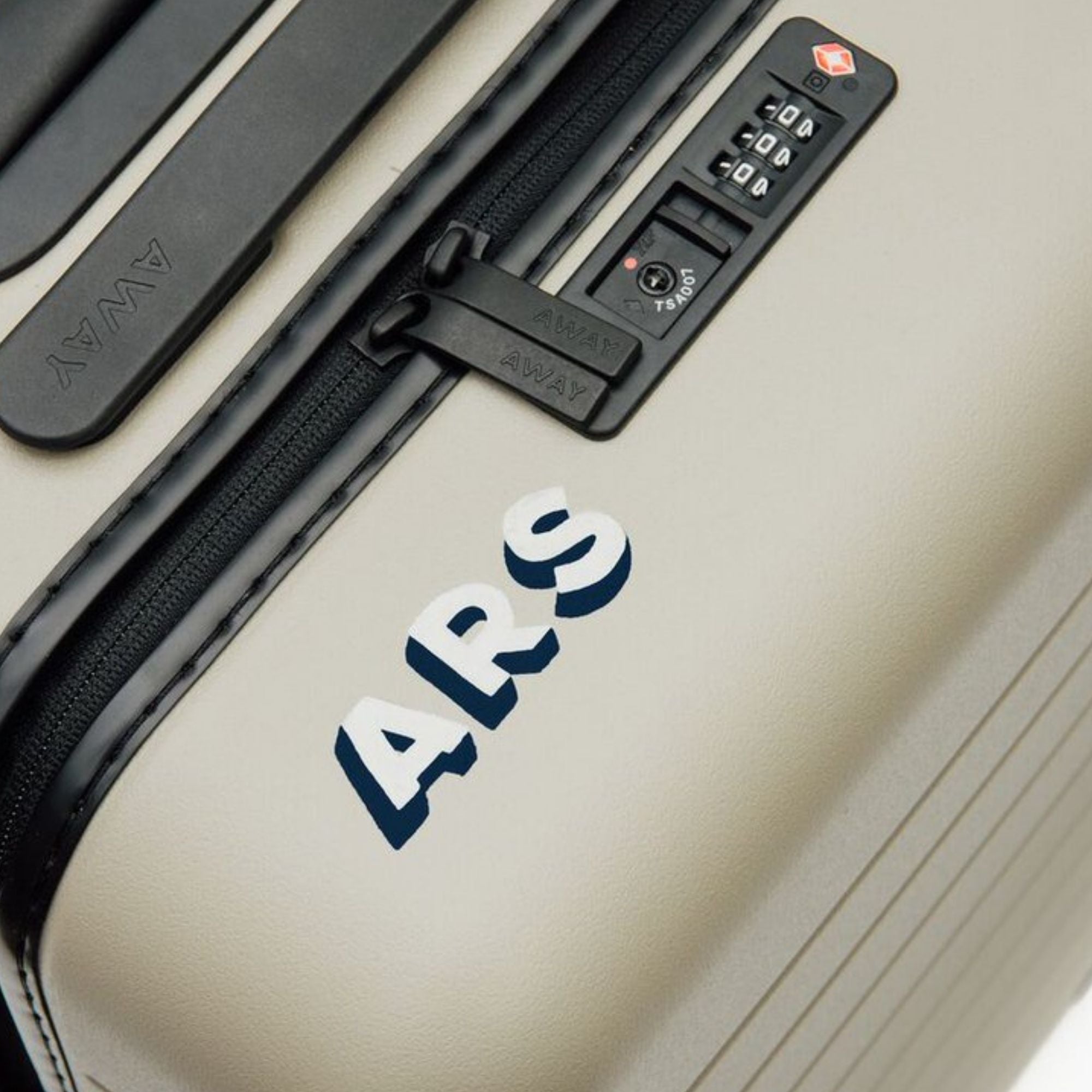 Customized lettering on Away luggage