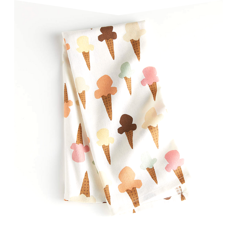 Dish Towel with ice cream cone pattern