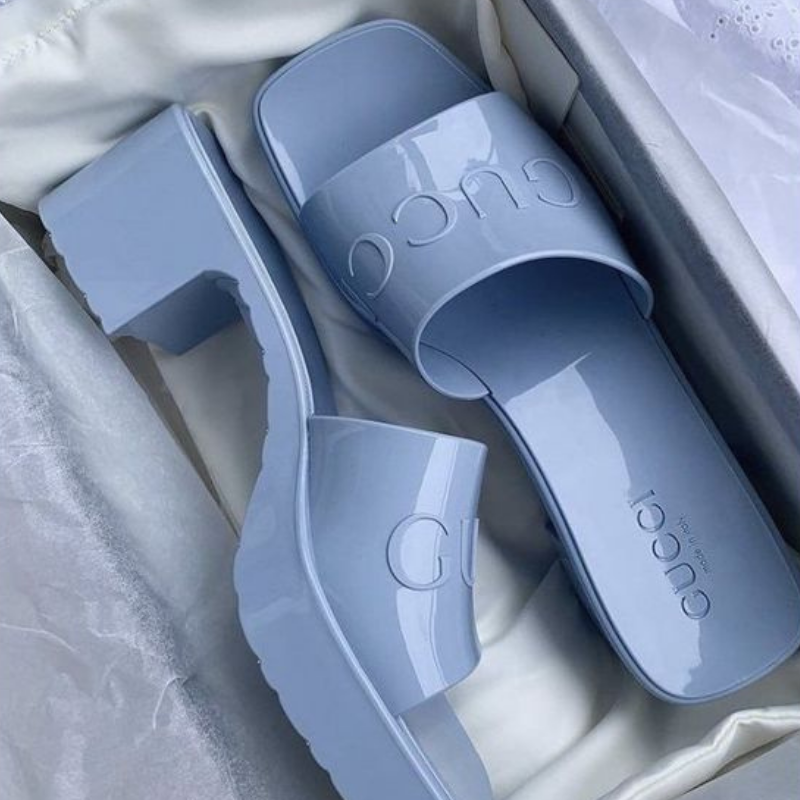 Gucci blue jelly sandals
