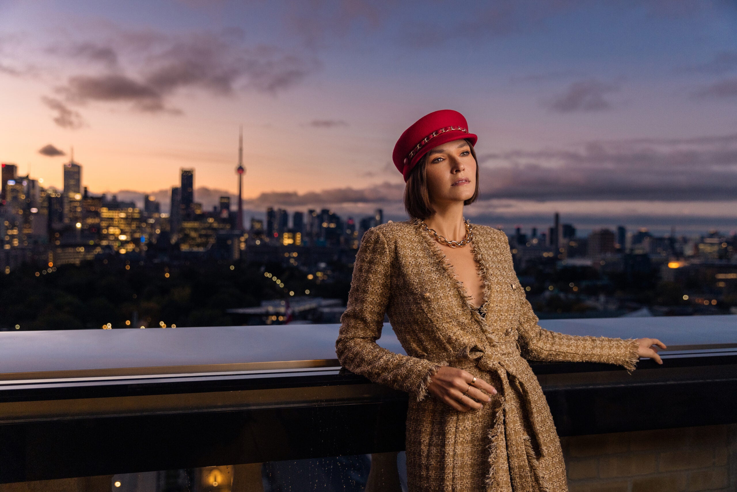 Women with Toronto skyline in background