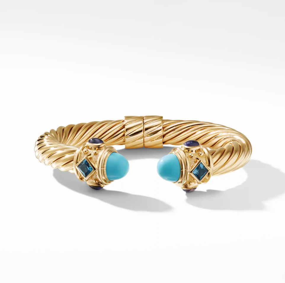 Renaissance Bracelet in 18K Gold with Turquoise, Hampton Blue Topaz and Iolite