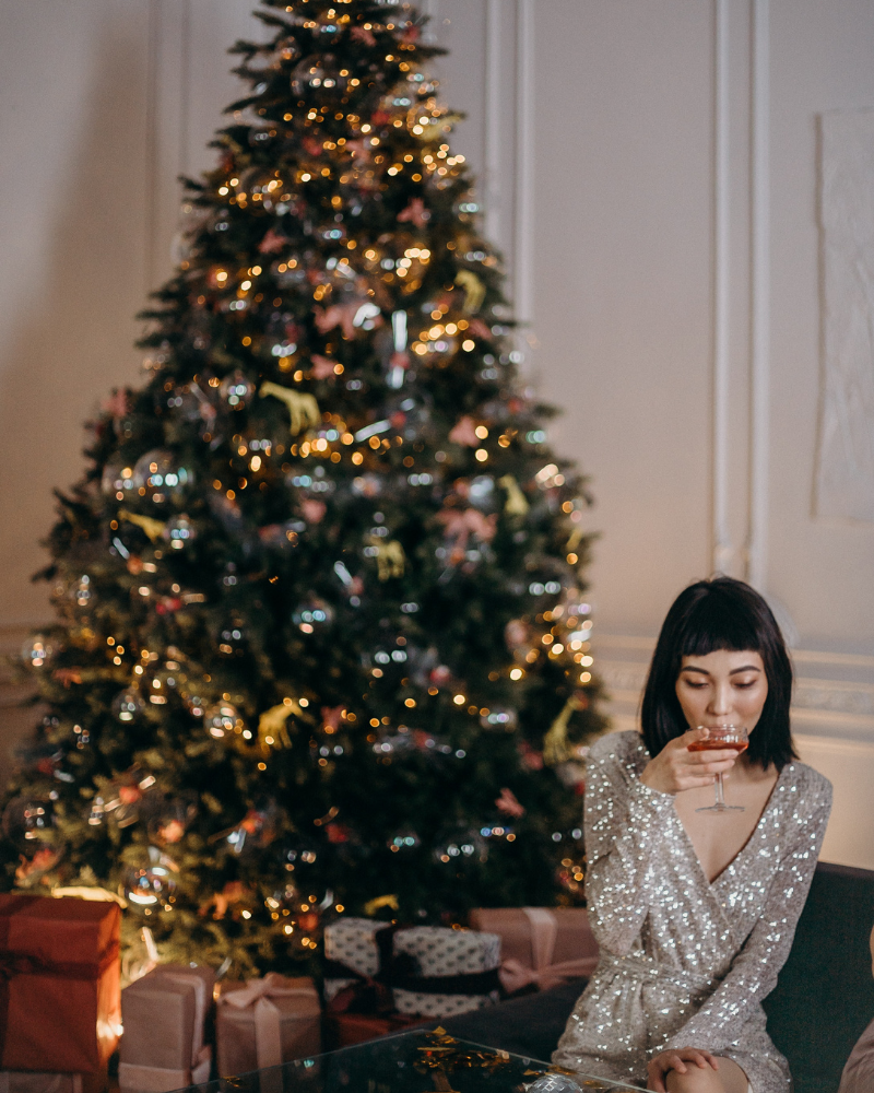 Holiday Style Edit Sequins Dress and Tree
