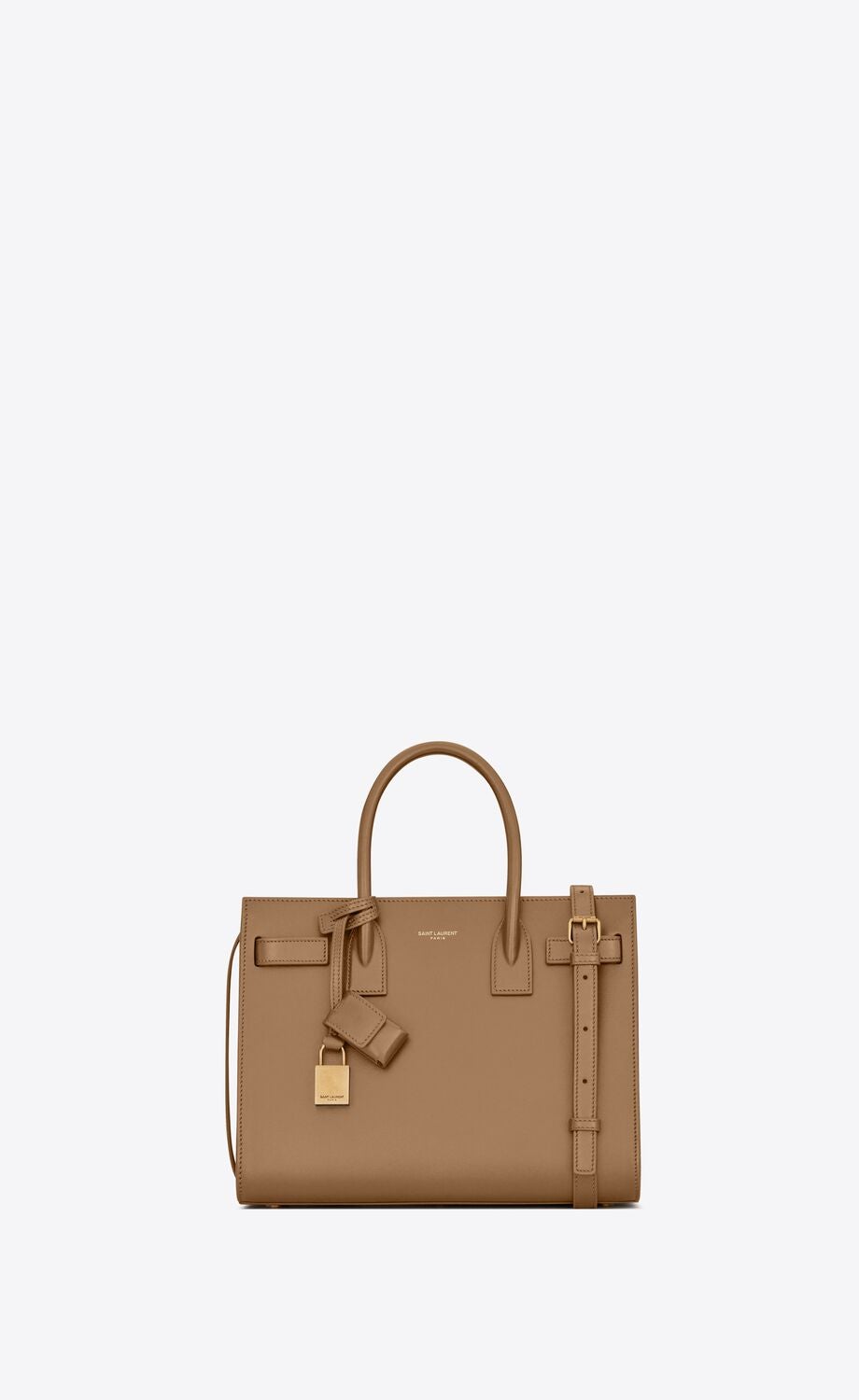 Product image of a Saint Laurent Sac de jour tote in a tan colour.