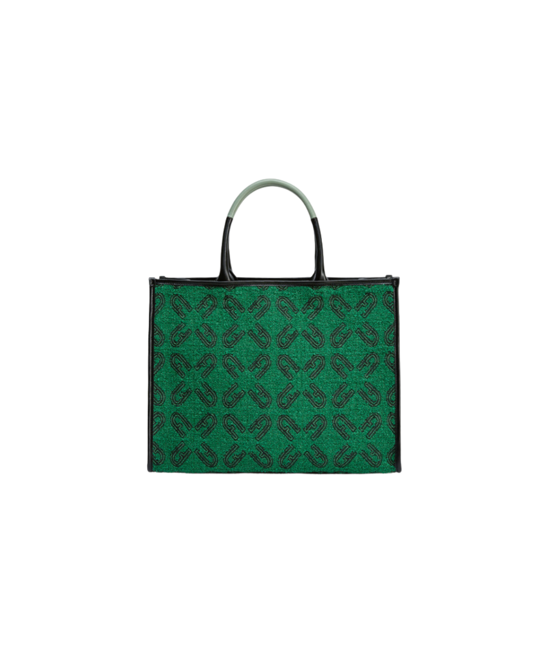Image of a green and black printed tote bag from FURLA.