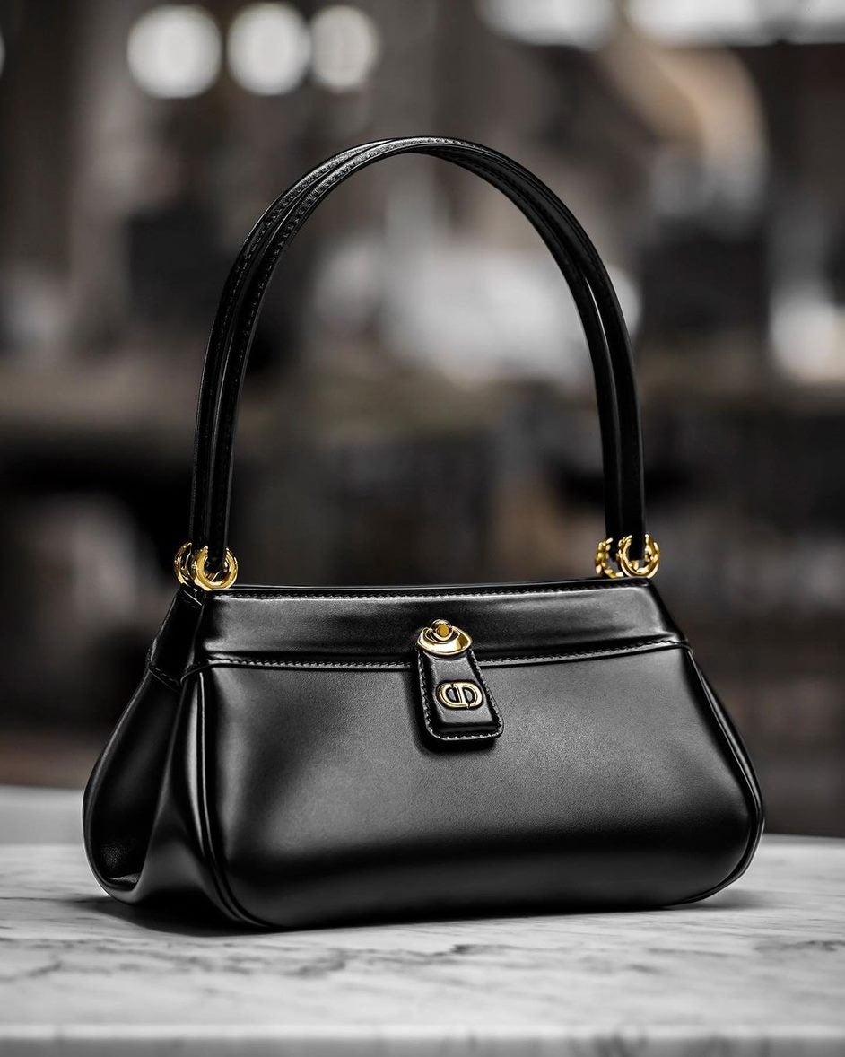 Black leather shoulder bag