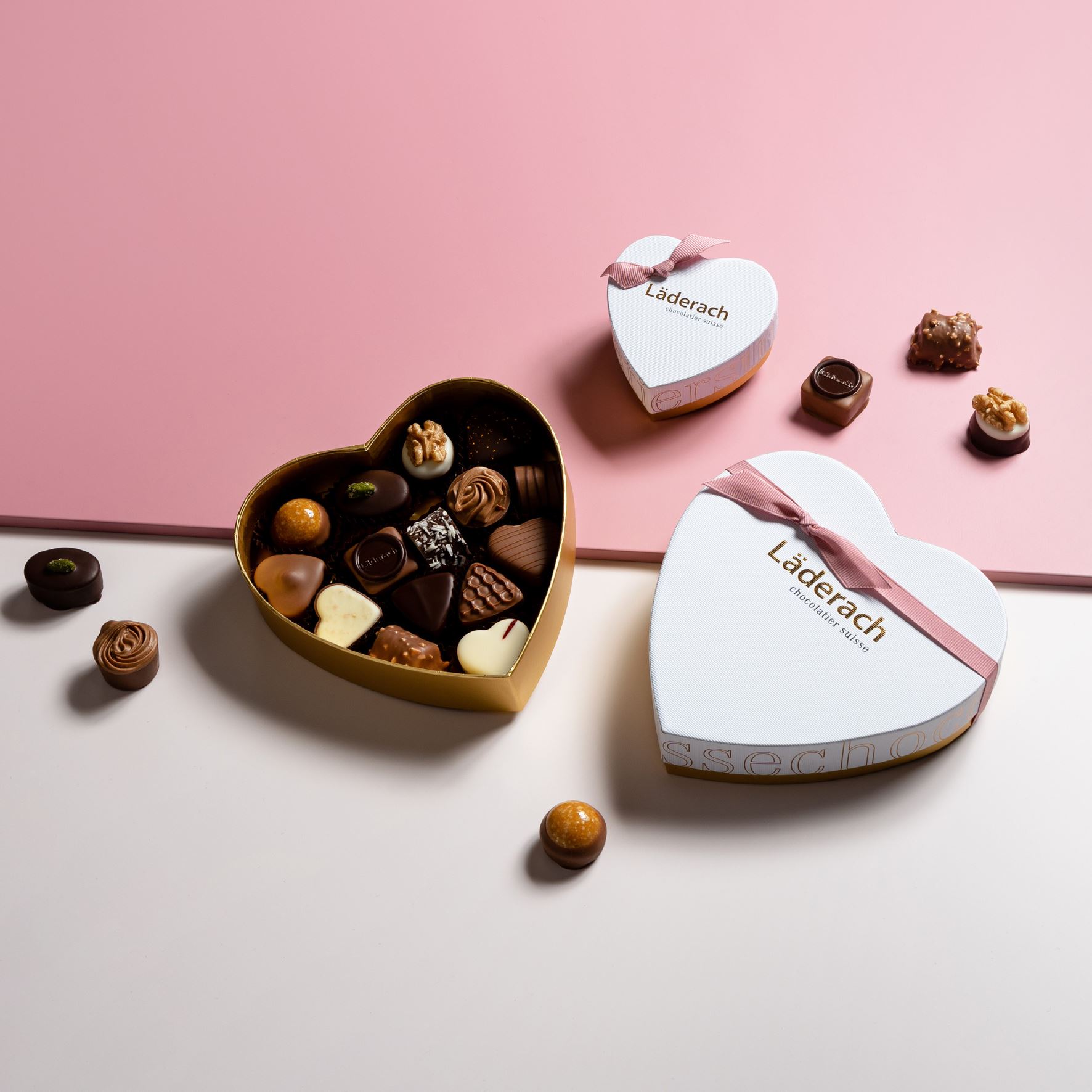 Heart shaped boxes of chocolate