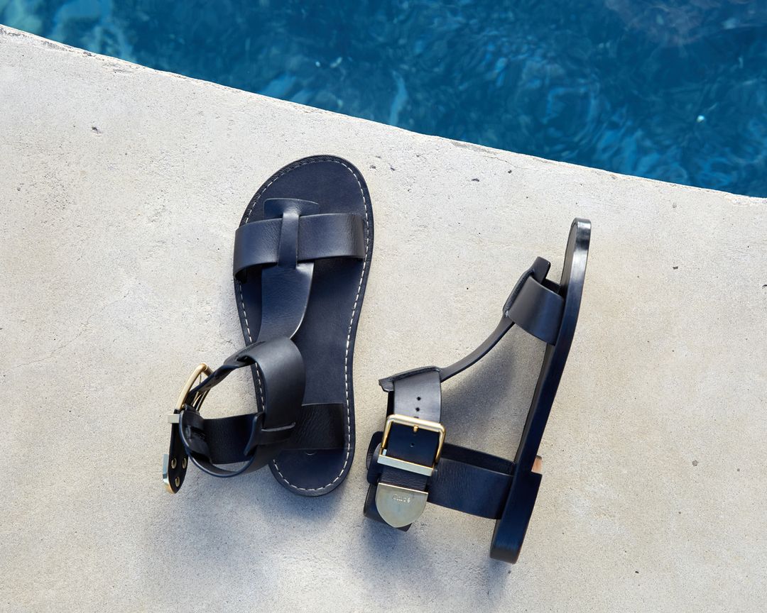 image of a pair of black leather chloe sandals