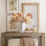 Pottery Barn home décor for thanksgiving. Beige accents, picture frame sand dried flowers.