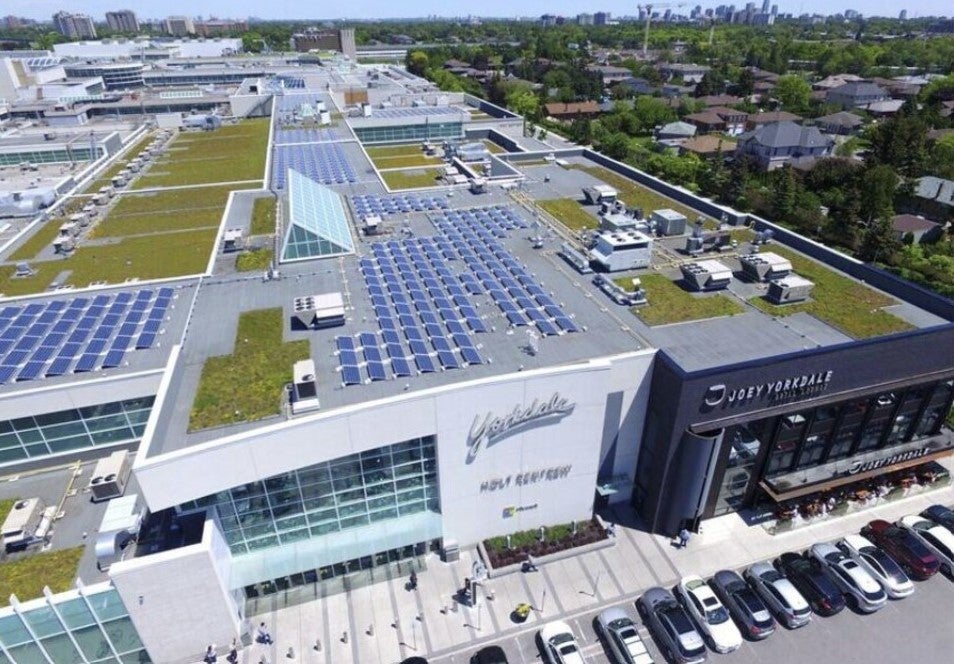 Yorkdale’s rooftop solar panel installation.