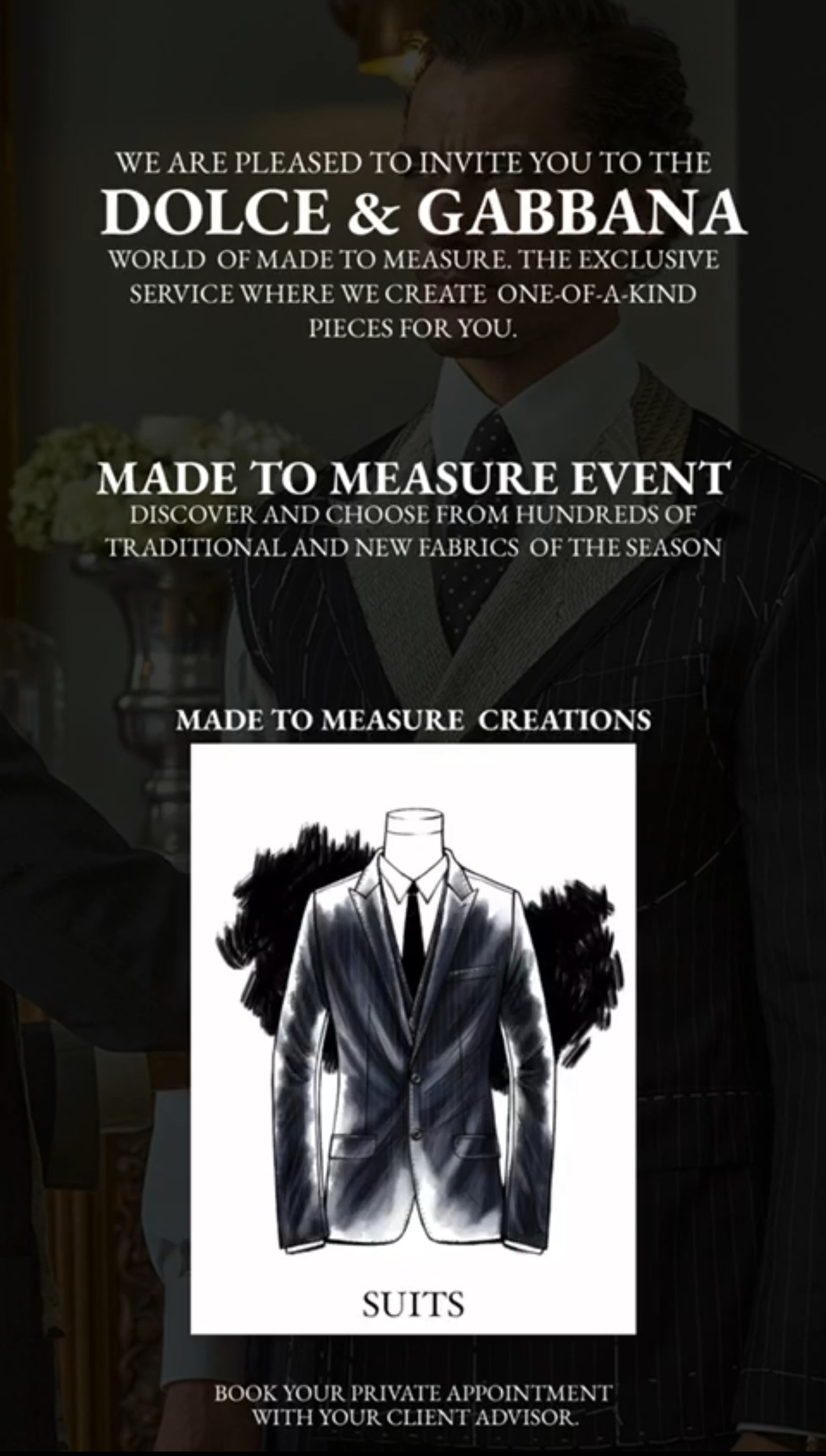 Dolce&Gabbana, made to measure custom suit event; 2024