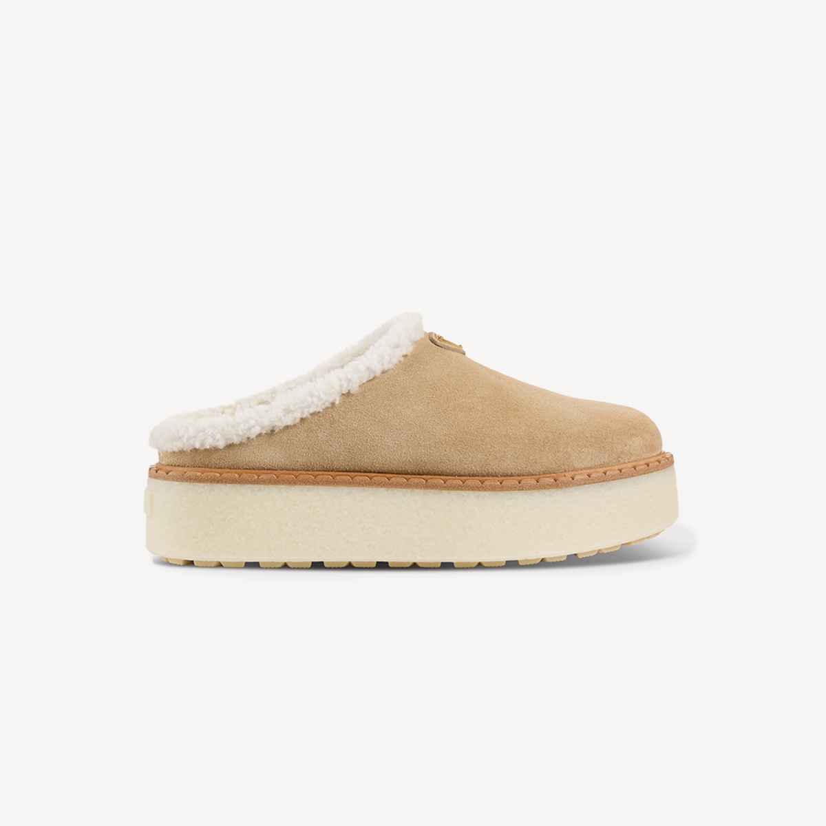 Camel-coloured platform slipper